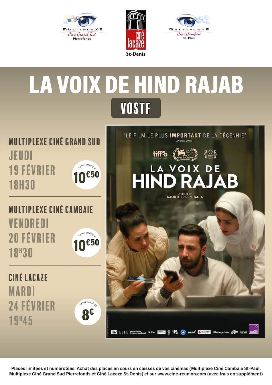 Séances uniques La Voix de Hind Rajab